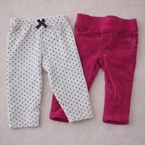 GAP + Little Treasure Pants Corduroy Polka Dot Legging Pink White Size 0-3M 3-6M